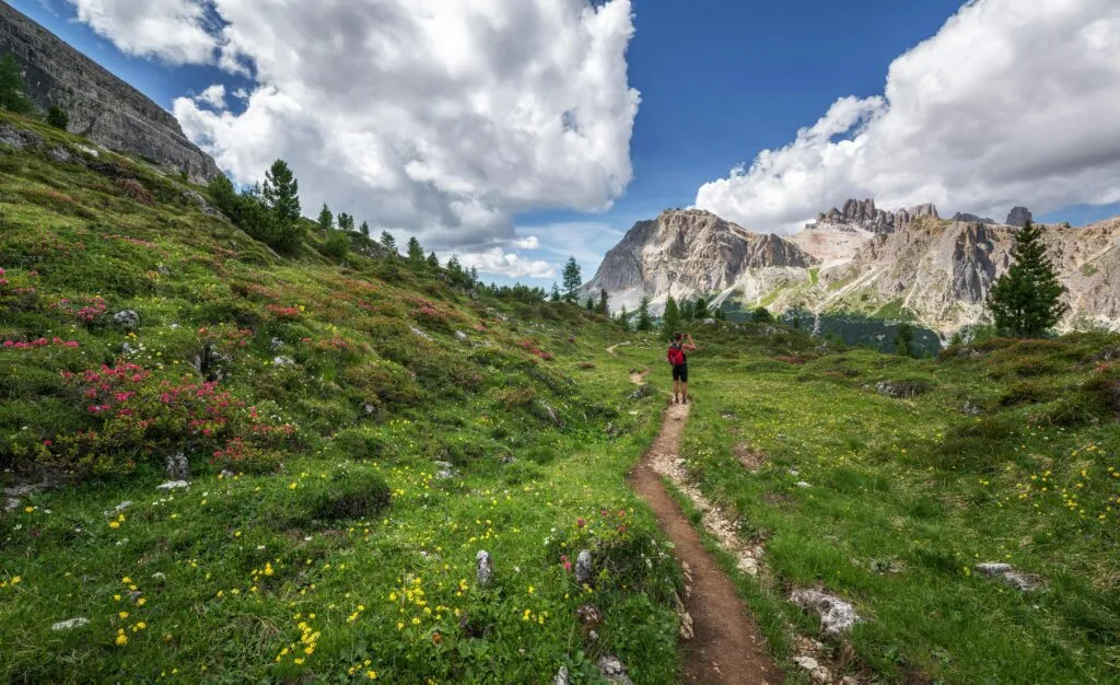 Trailrunning-löpning med ryggsäck i naturen
